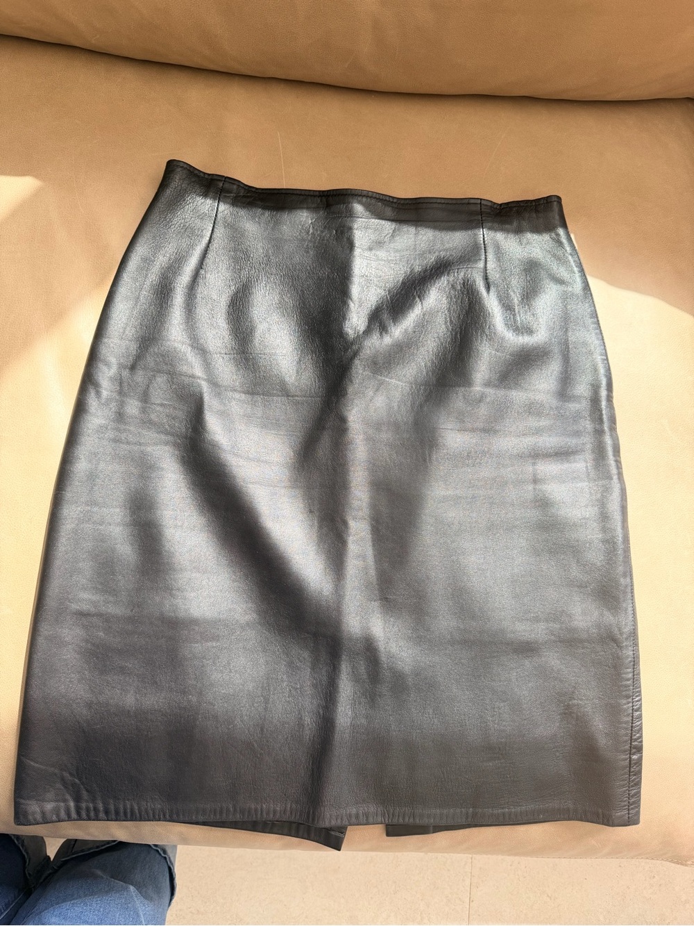 Firenze Santa Barbara (made exclusively for Saks) black genuine leather skirt